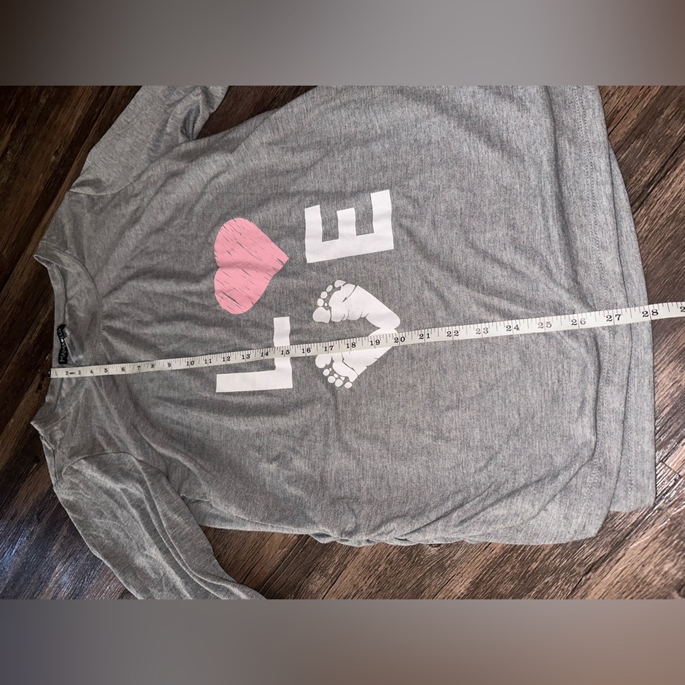 Mama Lux Gray Love Long Sleeve Pajama Shirt size XL - Picture 7 of 7